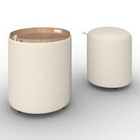 Sada taburetek MELANIE, bílé buklé - bílá, Moderní, kompozitní dřevo/textil (44cm) - Bessagi Home