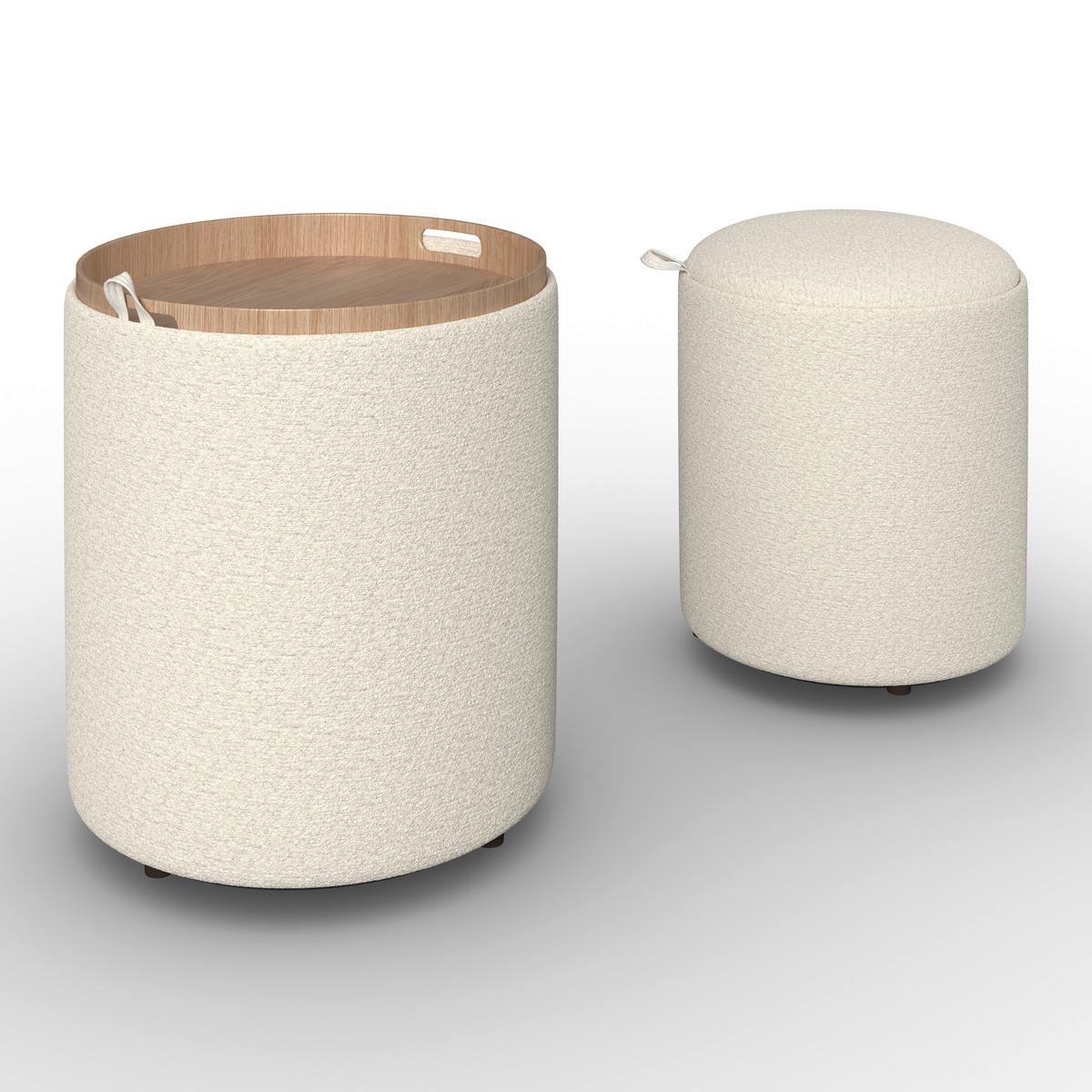 Sada taburetek MELANIE, bílé buklé - bílá, Moderní, kompozitní dřevo/textil (44cm) - Bessagi Home