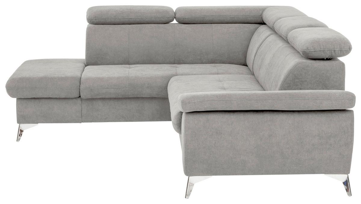 Ecksofa mit Schlaffunktion und Bettkasten Gisele Grau - Chromfarben/Grau, KONVENTIONELL, Textil (209/256cm) - Livetastic