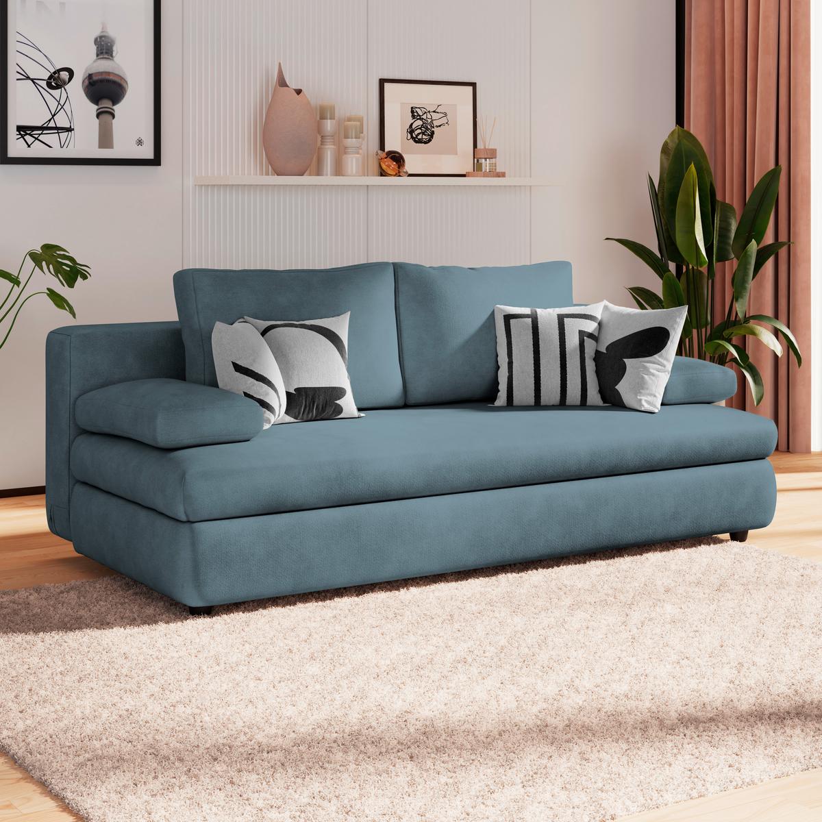 Schlafsofa Oslo Türkis, Lf: 200x140 cm - Türkis, Trend, Holz/Kunststoff (205/72/100cm)