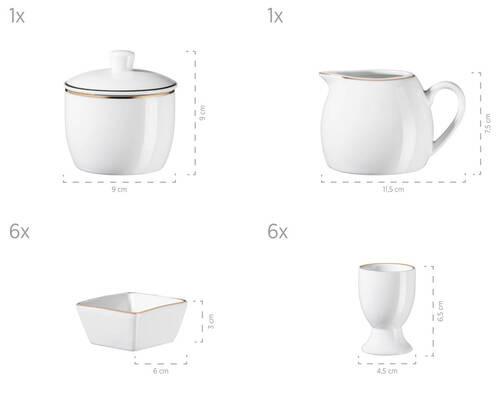 Kombiservice Weiß Goldfarben 6 Personen Geschirr Set - Goldfarben/Weiß, Basics, Keramik (39/34/28cm) - Mäser