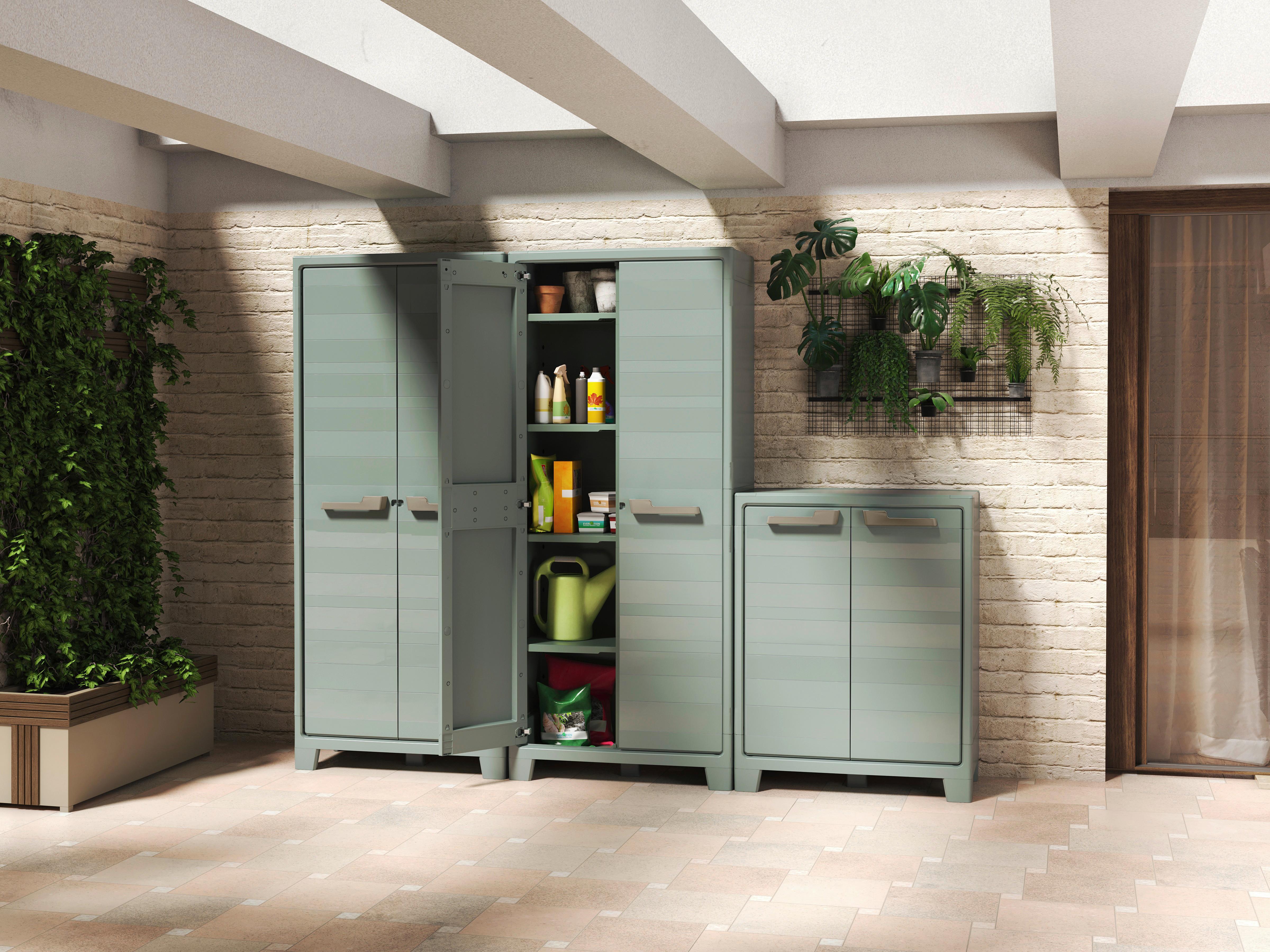 Werkzeugschrank E-com Planet Outdoor 44x182x80 Cm - Jadegrün, Design, Kunststoff (80/182/44cm) - Keter