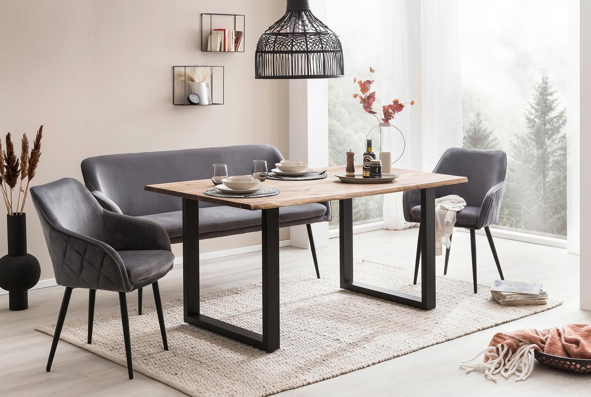 Sitzbank Grau B: 160 cm - Schwarz/Grau, MODERN, Textil (160/85/61cm) - Livetastic