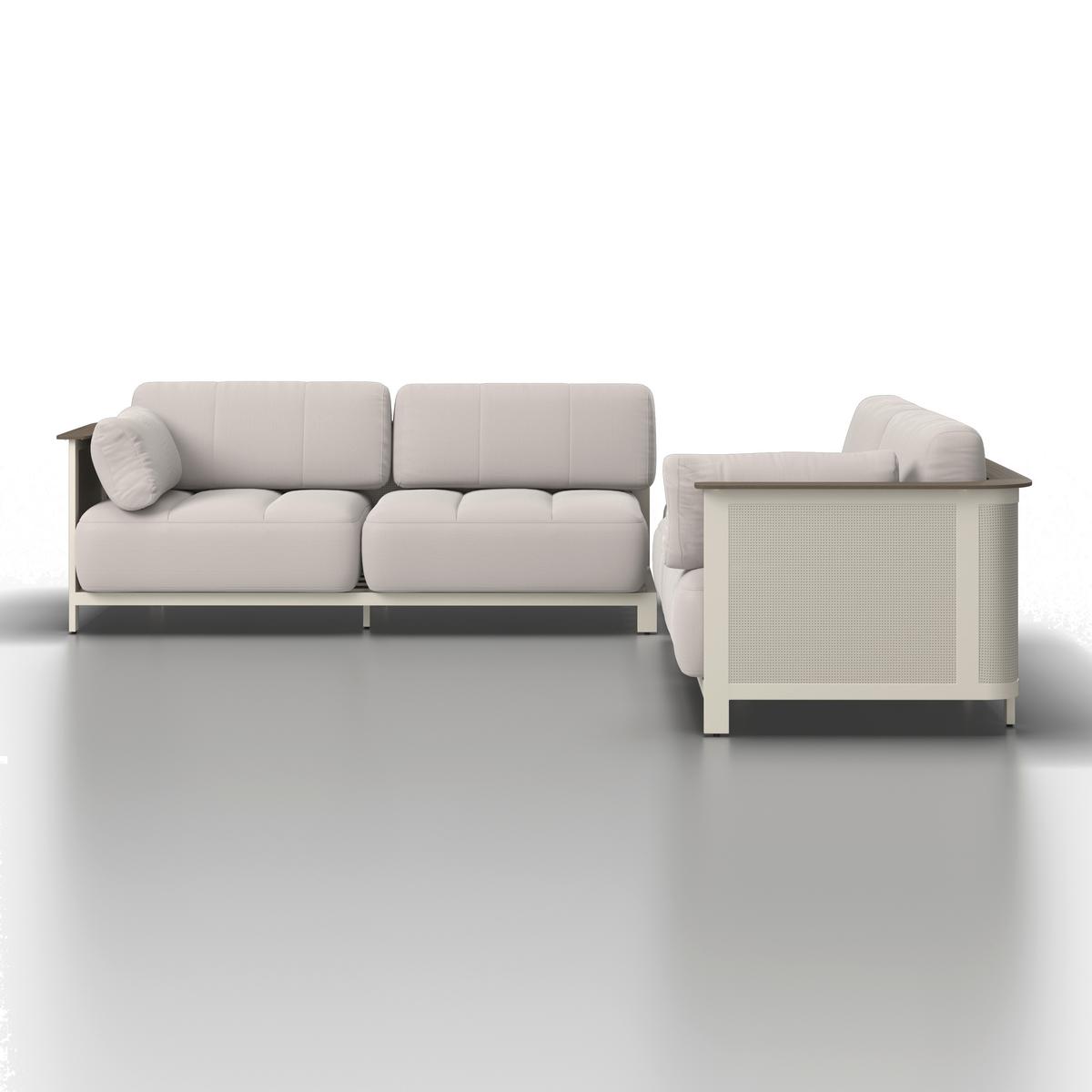 TERASOVÁ SEDACIA SÚPRAVA MARA - biela/svetlosivá, Modern, kov/textil (269/269cm) - Bessagi Garden