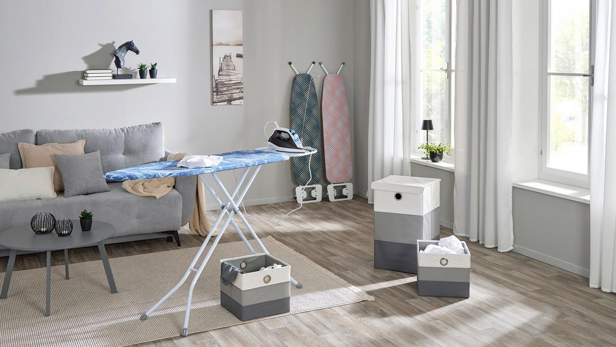 Bügelbrett Benny 131x36 cm mit Bügeleisenablage - Pink/Weiß, Basics, Textil (131/90/36cm) - Homezone