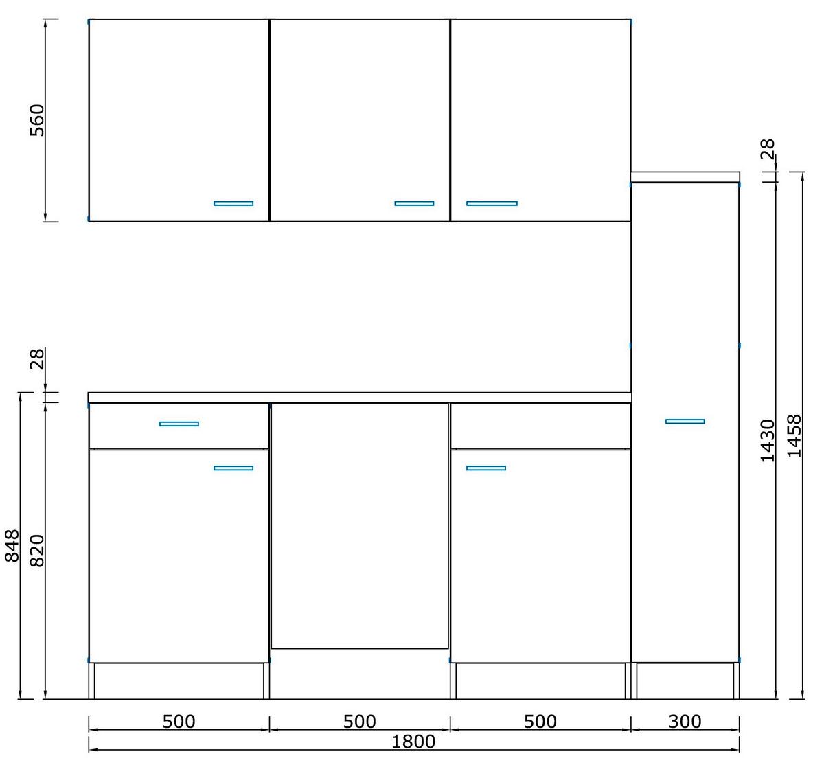 Miniküche Mit Geräten 180 Cm Grau/nussbaum Dekor - Nussbaumfarben/Weiß, Basics, Holzwerkstoff (180/200/60cm) - Respekta