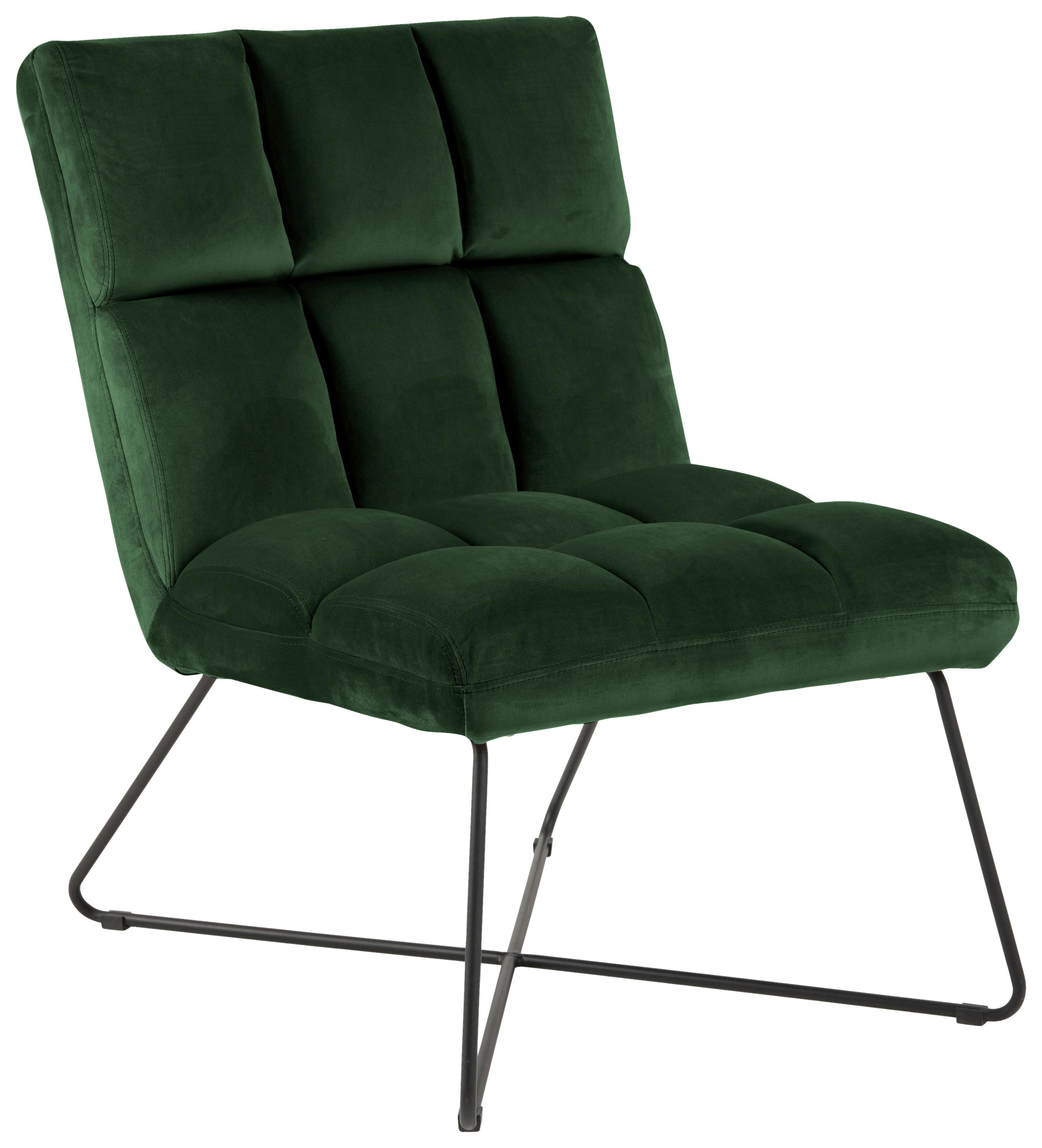 Sessel Alba - Dunkelgrün/Schwarz, MODERN, Textil/Metall (62/90/86cm) - MID.YOU