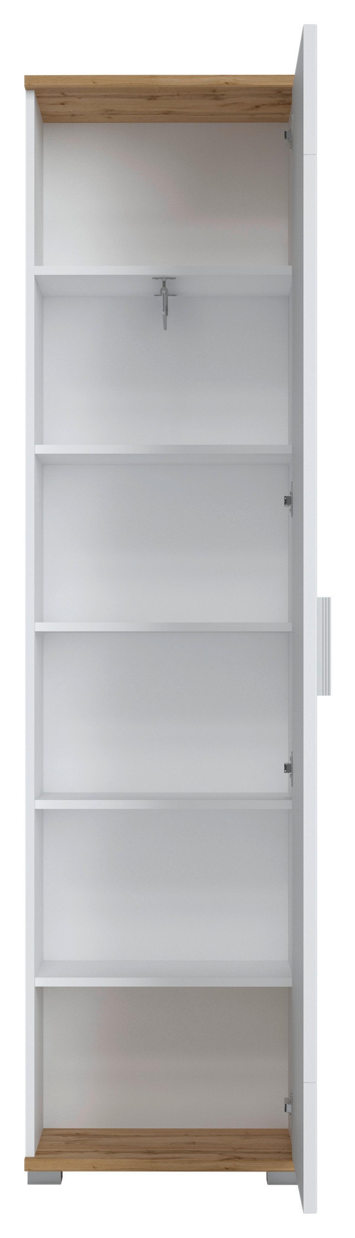 Garderobenschrank Hola Weiß/Eiche Wotan B: 50 cm - Eichefarben/Eiche Wotan, Trend, Glas/Holzwerkstoff (50/198,5/33,5cm)