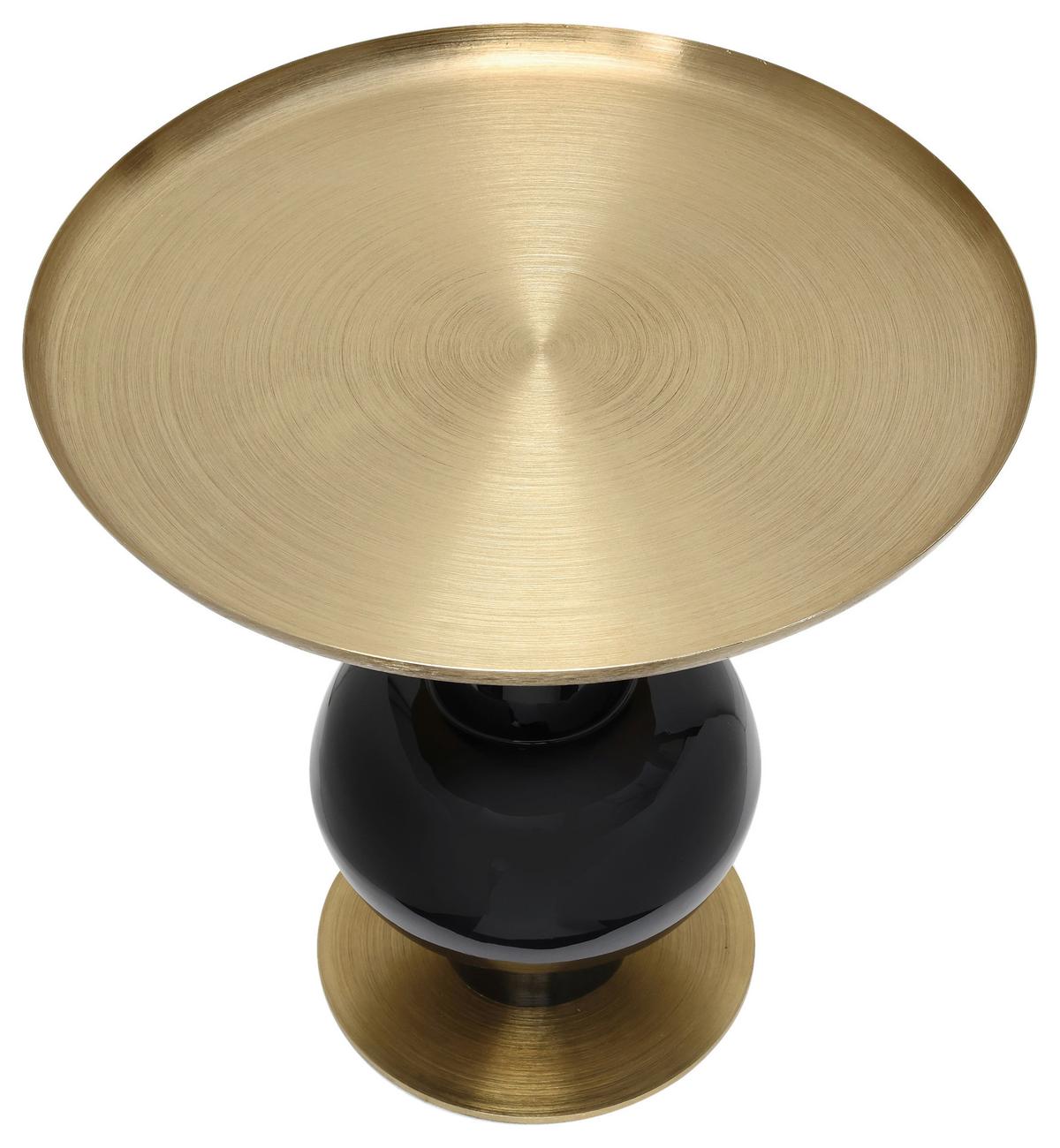 Beistelltisch Art Deco 2225 Goldfarben/Schwarz B: 50 cm - Schwarz Hochglanz/Goldfarben, Design, Metall (50/50cm) - Kayoom
