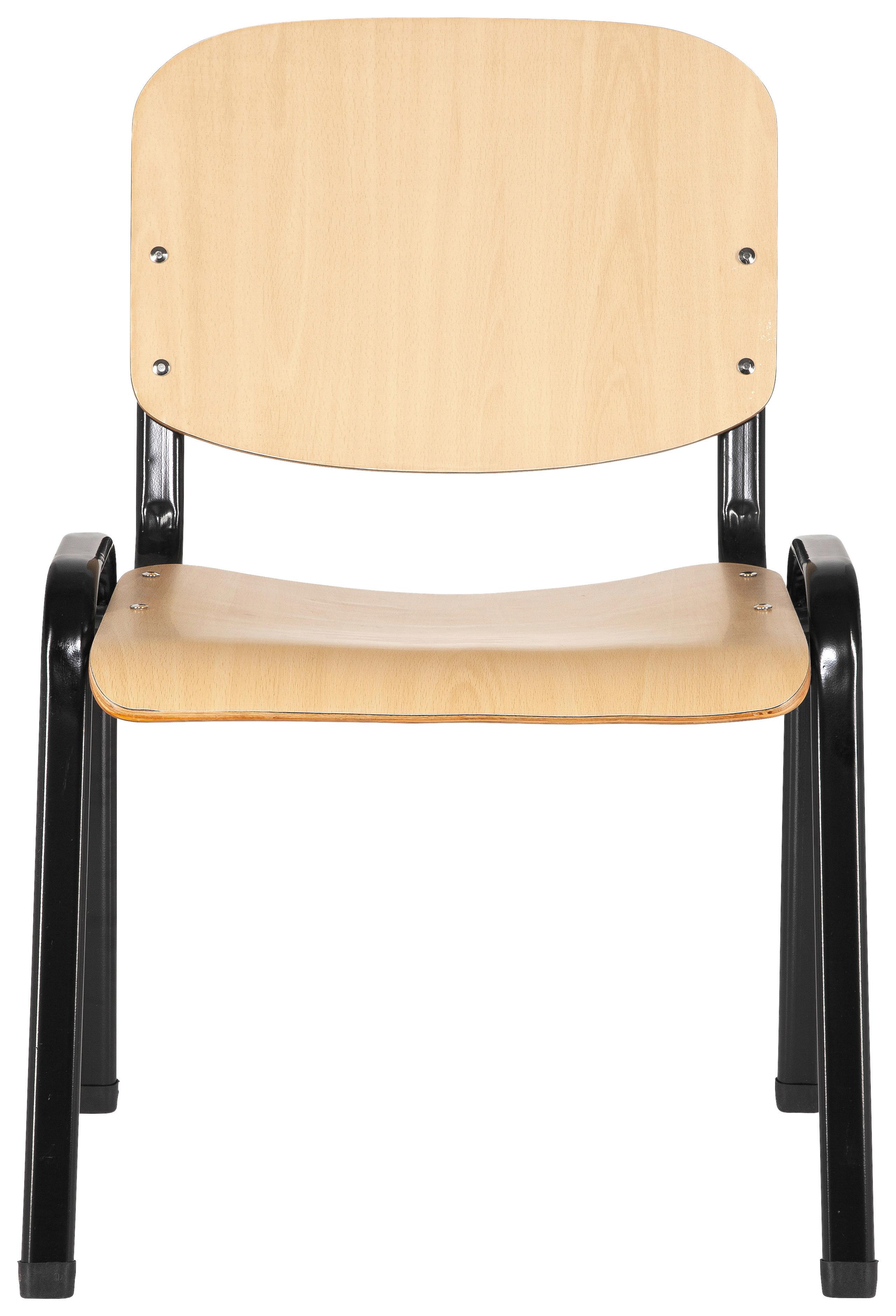 Besucherstuhl Xt 600 Stapelbar Schwarz/buche Bis 100 Kg - Buchefarben/Schwarz, Basics, Holz/Metall (58/81/48cm) - MID.YOU