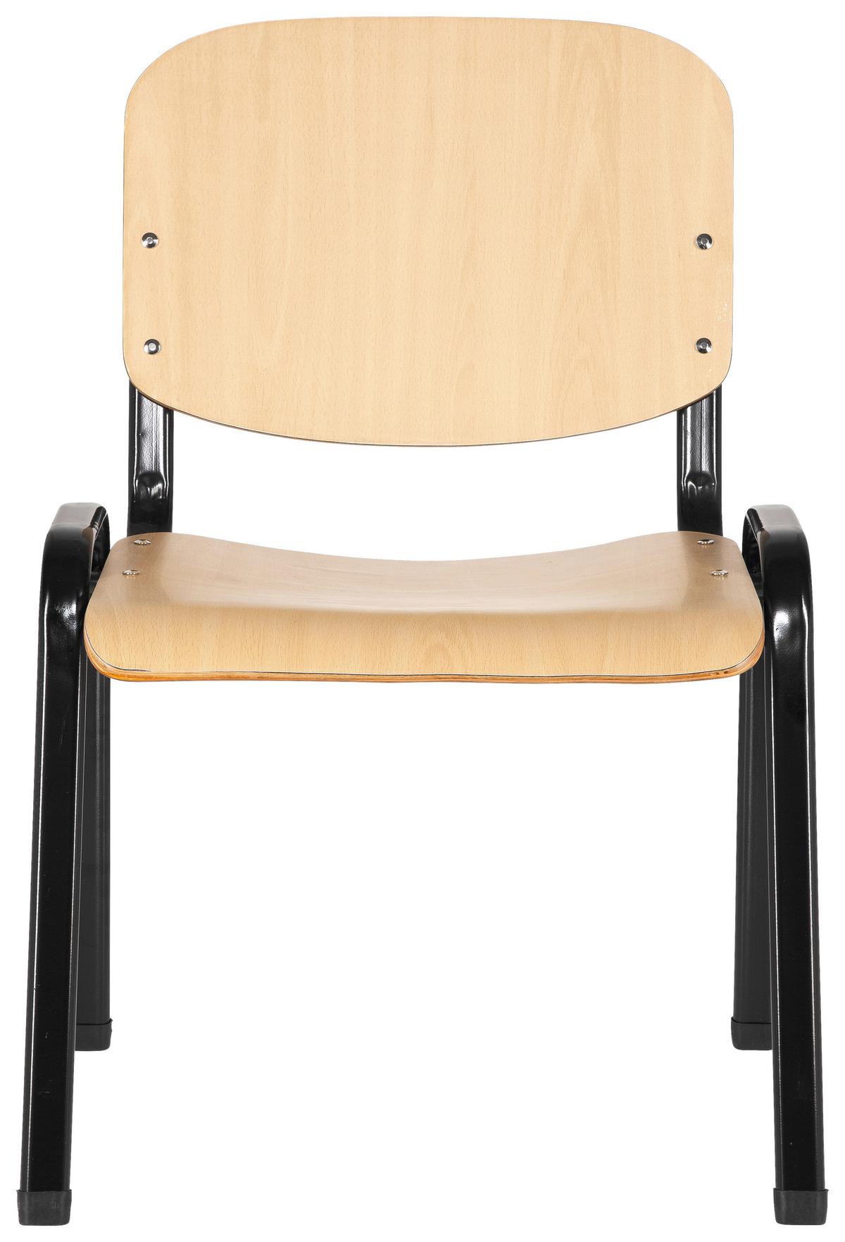 Besucherstuhl Xt 600 Stapelbar Schwarz/buche Bis 100 Kg - Buchefarben/Schwarz, Basics, Holz/Metall (58/81/48cm) - MID.YOU