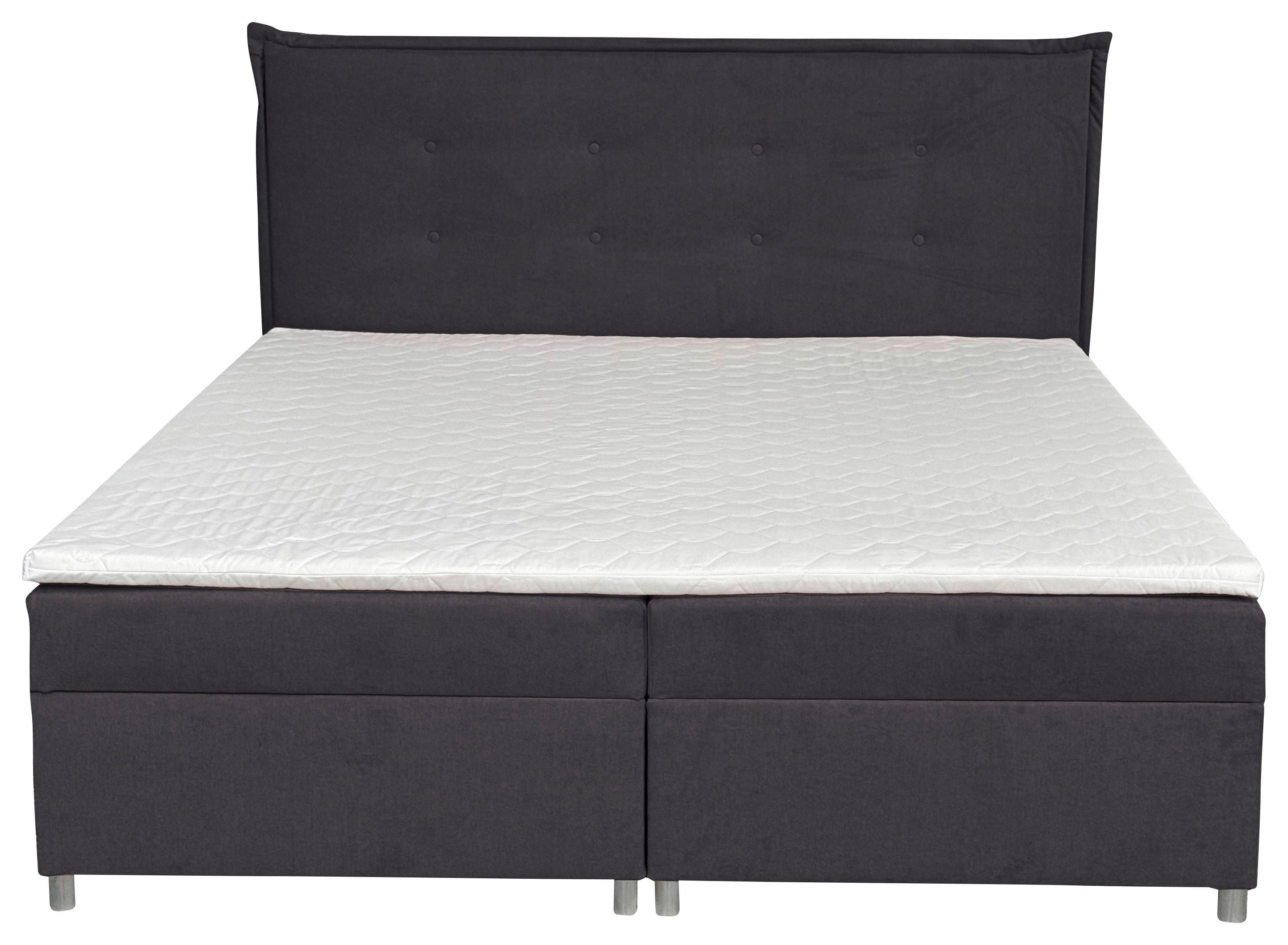 Boxbett Levie Mit Bettkasten Graphitfarben 180x200 Cm - Silberfarben/Graphitfarben, Basics, Textil (180/200cm) - MID.YOU