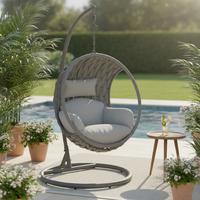 ZÁVĚSNÉ KŘESLO MIRA - světle šedá, Moderní, kov/textil (107cm) - Bessagi Garden