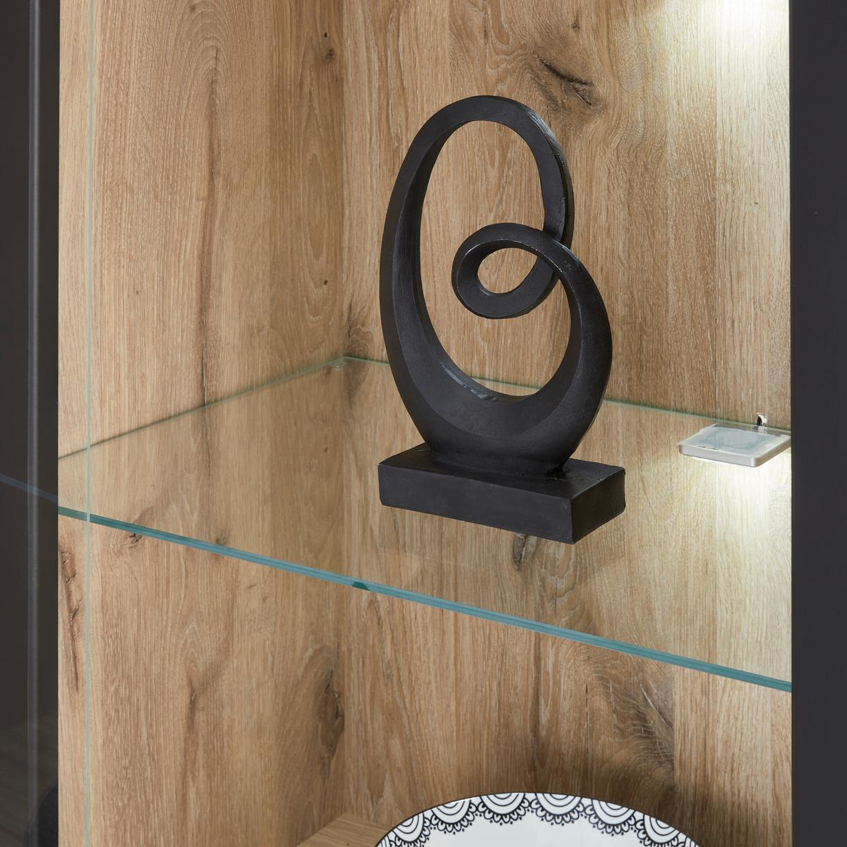 Vitrine Game B: 61 cm Schwarz Matt/Eiche Dekor - MODERN, Glas/Holzwerkstoff (61/204/41cm)