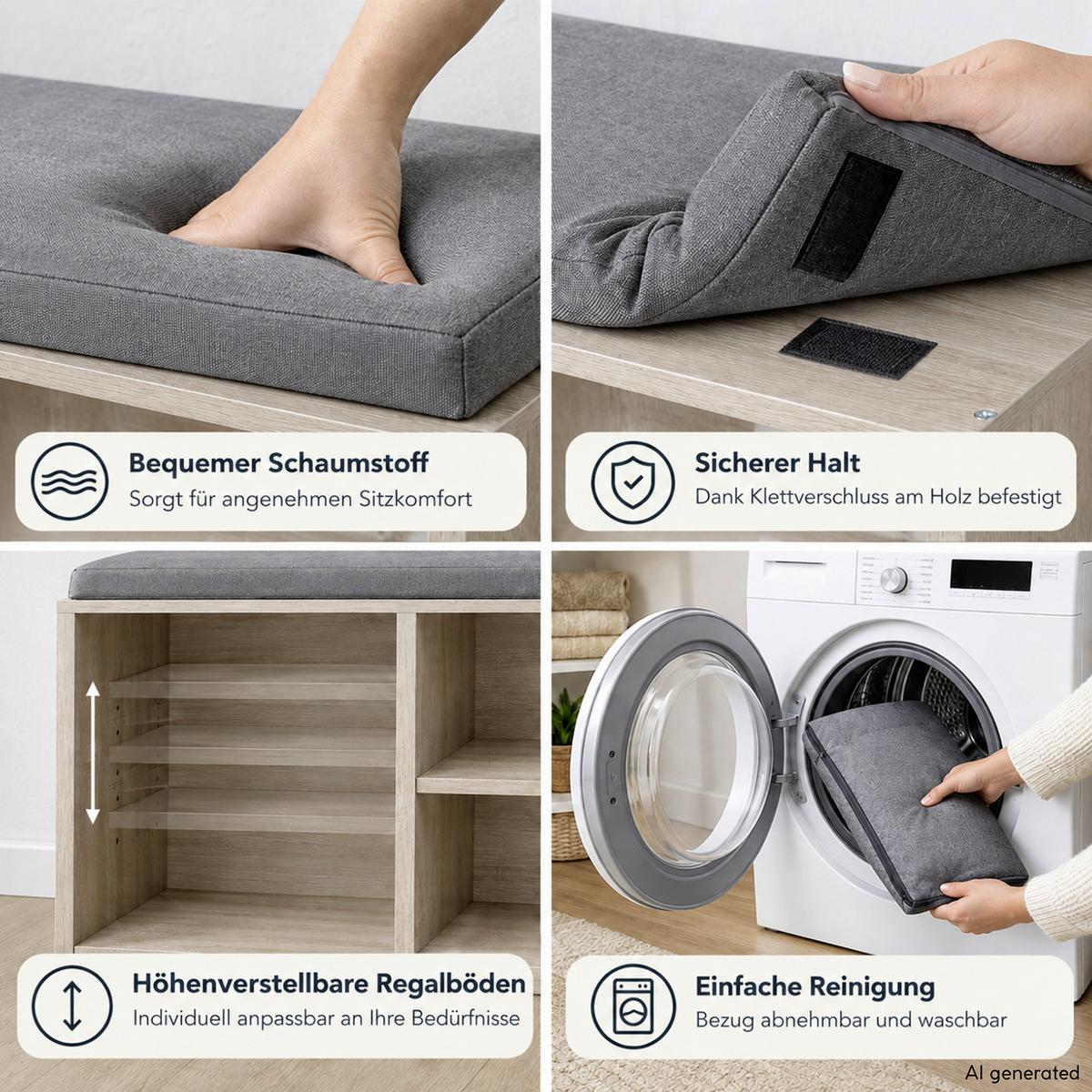 Schuhschrank Weiß 10 Fächer B: 103,5 cm - Grauweiß, MODERN, Holzwerkstoff (103,5/48/29,5cm) - Kesper