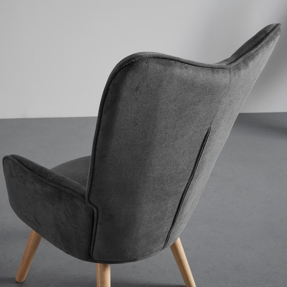 Relaxační křeslo NATALIE, šedá - šedá/přírodní barvy, Moderní, kov/dřevo (64/99/68cm) - Bessagi Home