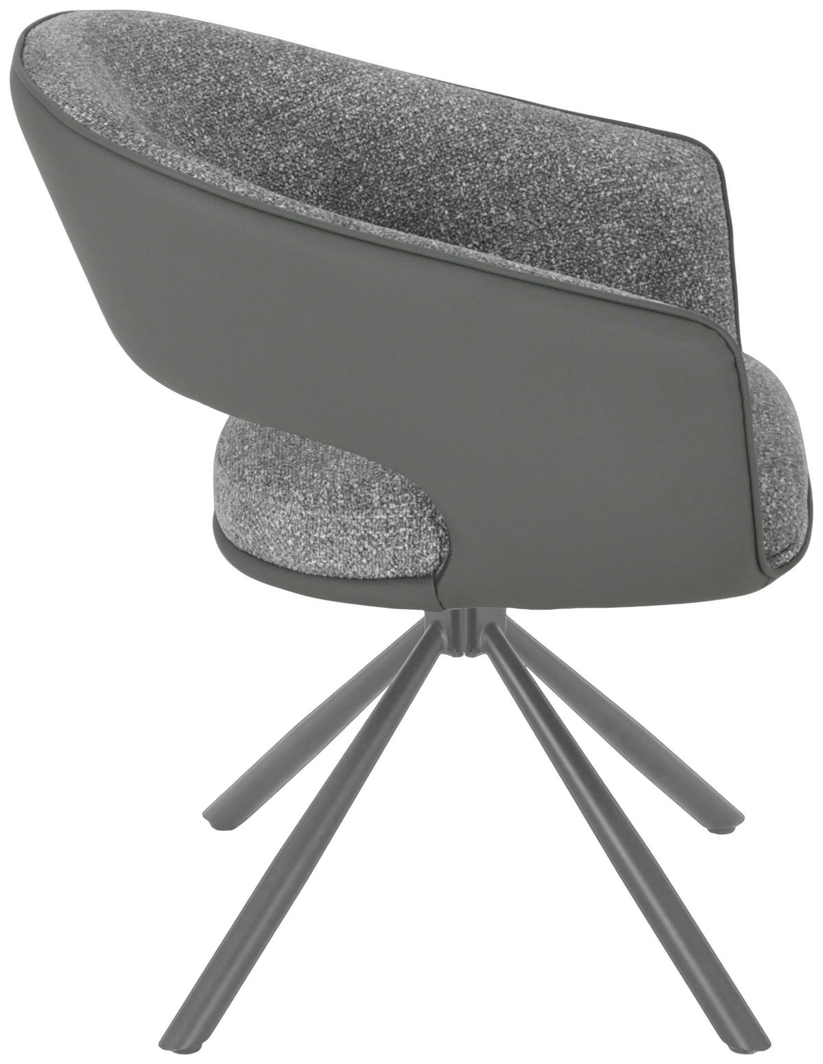 Armlehnstuhl Alva Leinenoptik Grau, B: 58 cm - Dunkelgrau/Grau, LIFESTYLE, Holz/Textil (58/83/62cm) - Livetastic