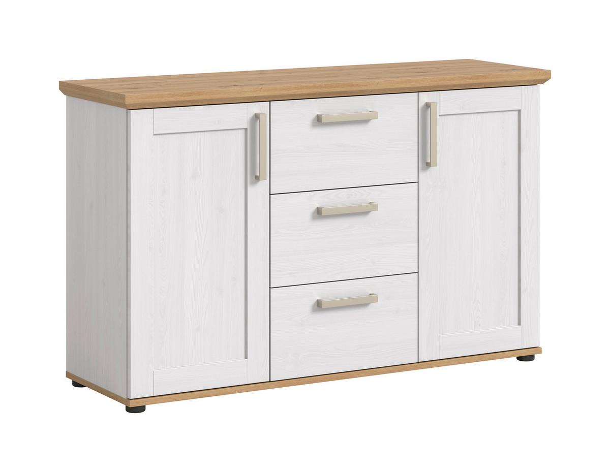 Sideboard Verona Lärchefarben /Eiche Dekor B: 129cm - Lärchefarben/Schwarz, Design, Holzwerkstoff (129/80/40cm) - Livetastic