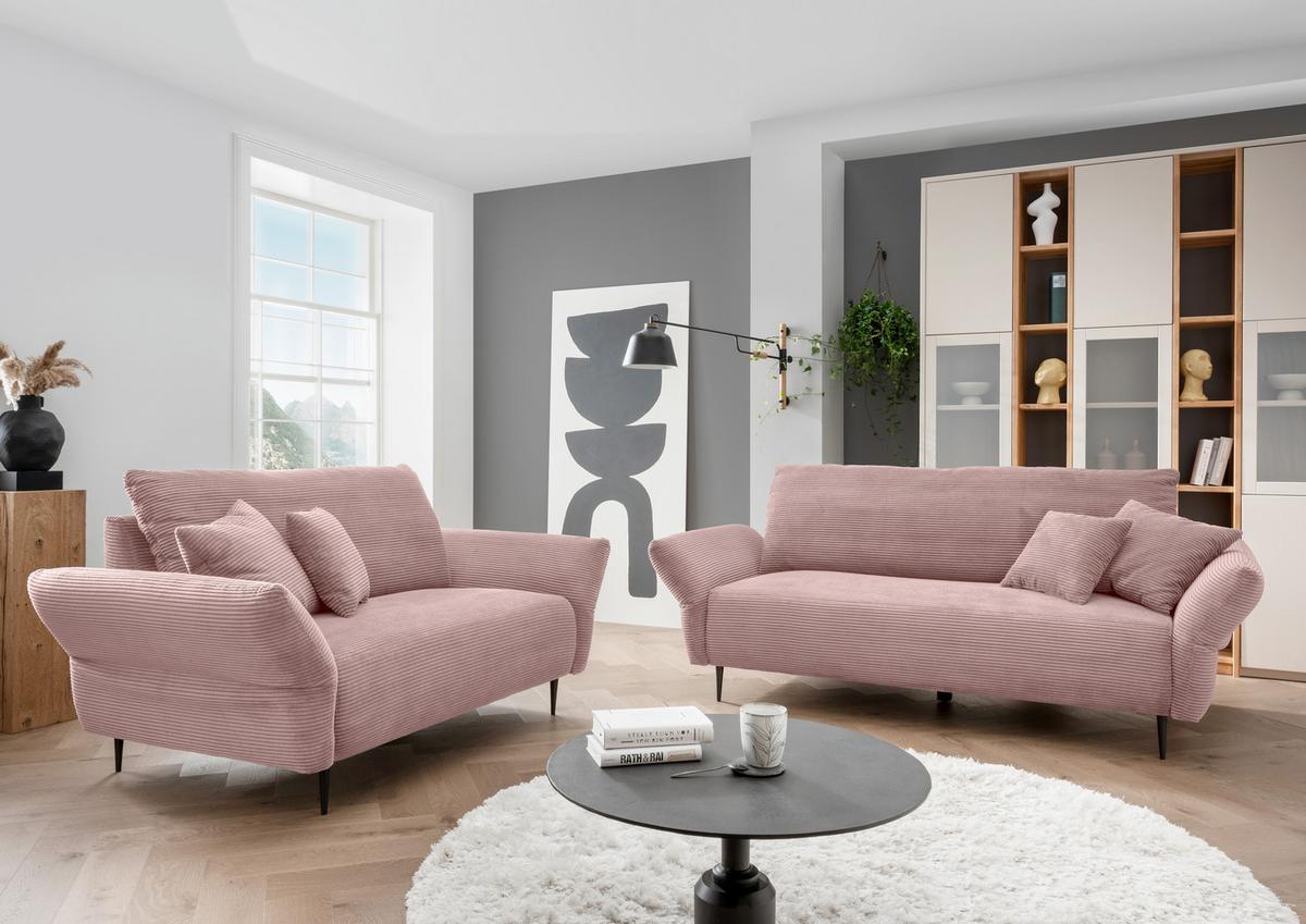 2-sitzer-sofa Vanilla Rosa - Schwarz/Rosa, Design, Textil (163/97/102cm) - Livetastic