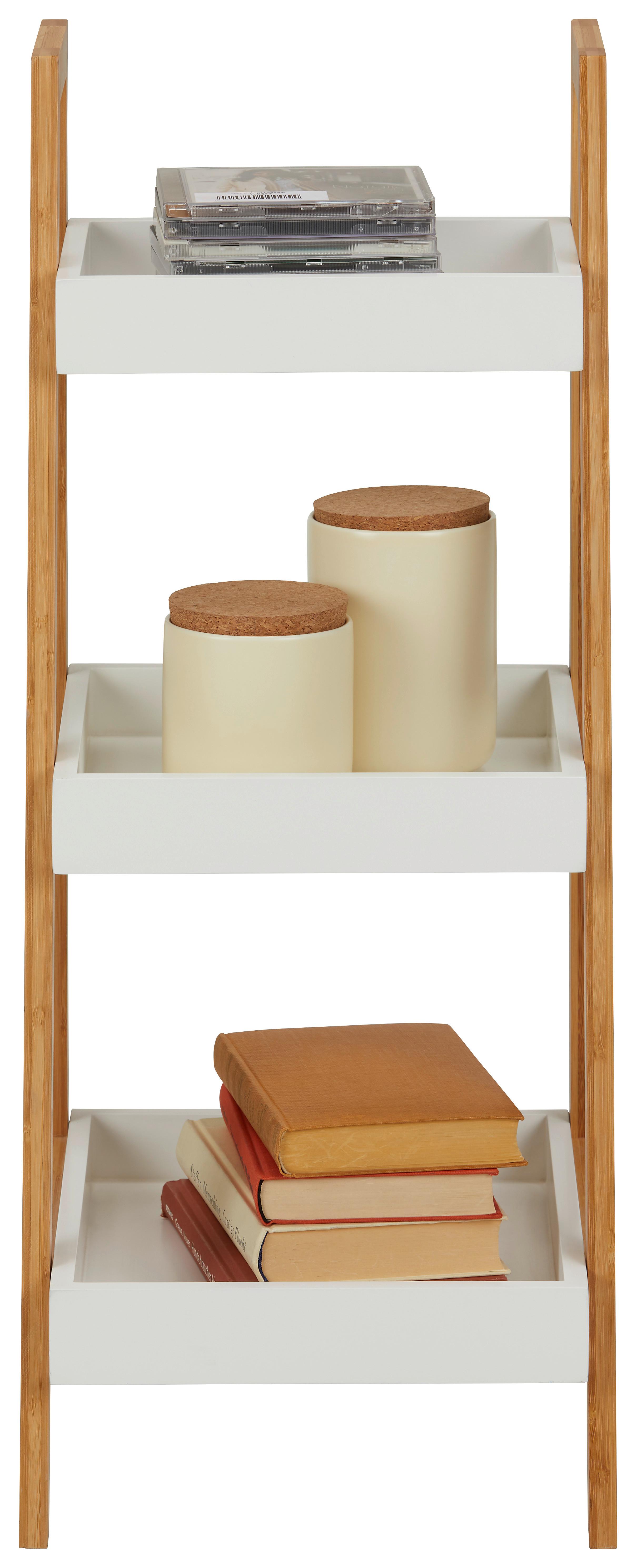 Regál STEP - bílá/přírodní barvy, Moderní, kompozitní dřevo/přírodní materiály (30/75/34,5cm) - Mömax
