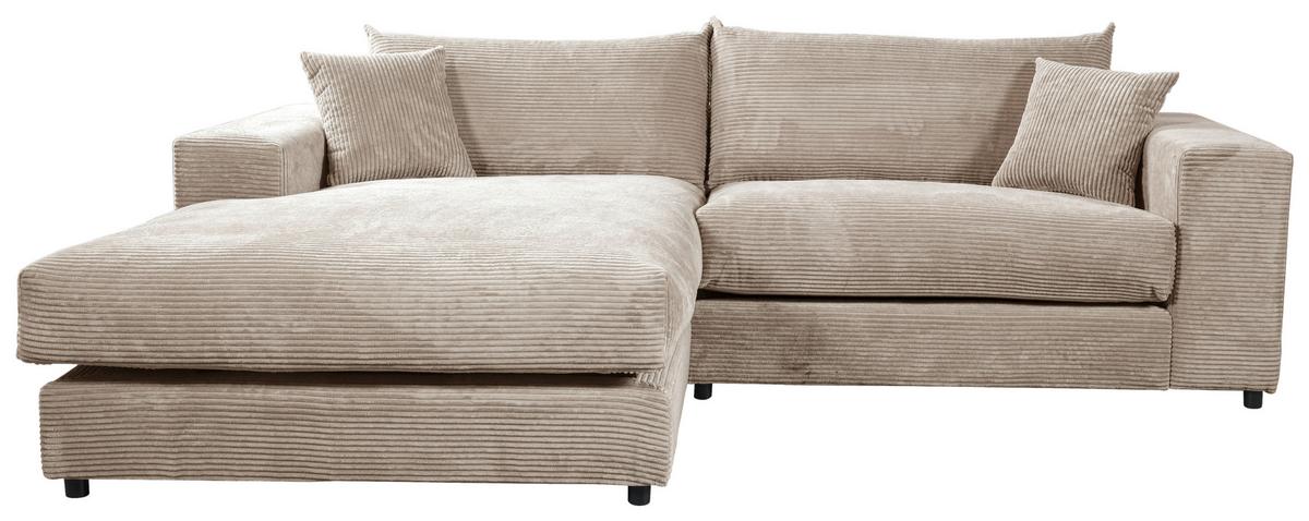 Ecksofa Funny S Links Hellbraun, Schenkel:180x265 Cm - Hellbraun/Schwarz, Basics, Textil (180/265cm) - Livetastic