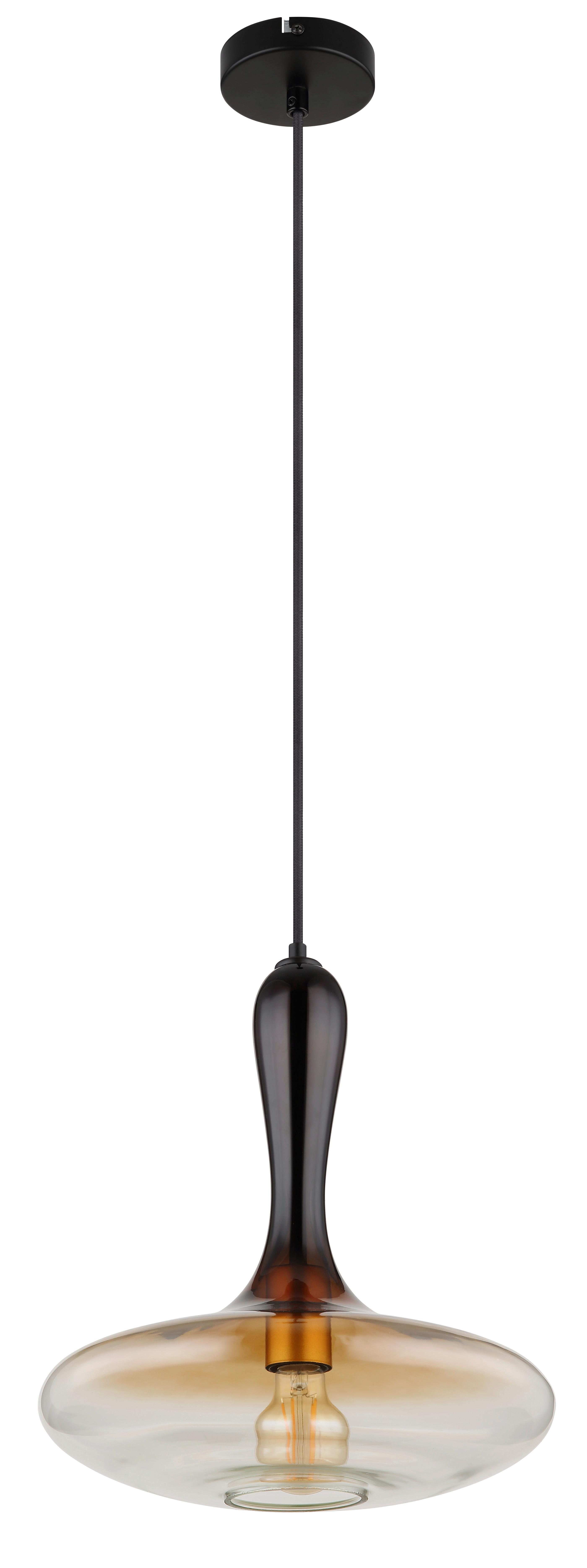 Hängeleuchte 15538h2 - Klar/Goldfarben, Design, Glas/Textil (33/120cm) - Globo
