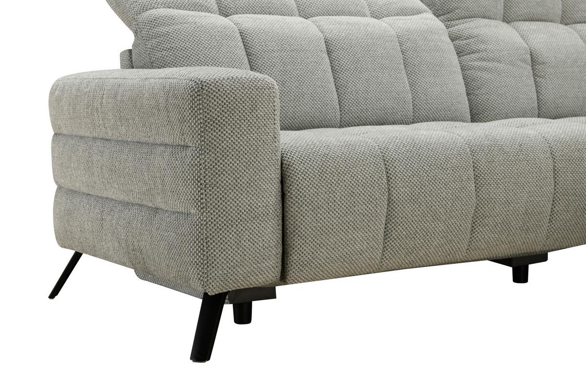 Ecksofa Milano Microfaser Hellgrau, B: 256 Cm - Hellgrau/Schwarz, MODERN, Holz/Textil (256/106cm) - Luca Bessoni