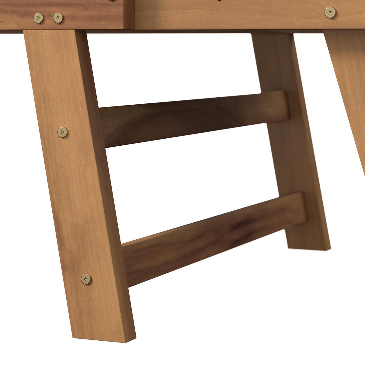 RELAXAČNÉ LEŽADLO PIA - farba akácie/sivá, Modern, drevo/textil (190/75/68cm) - Bessagi Garden