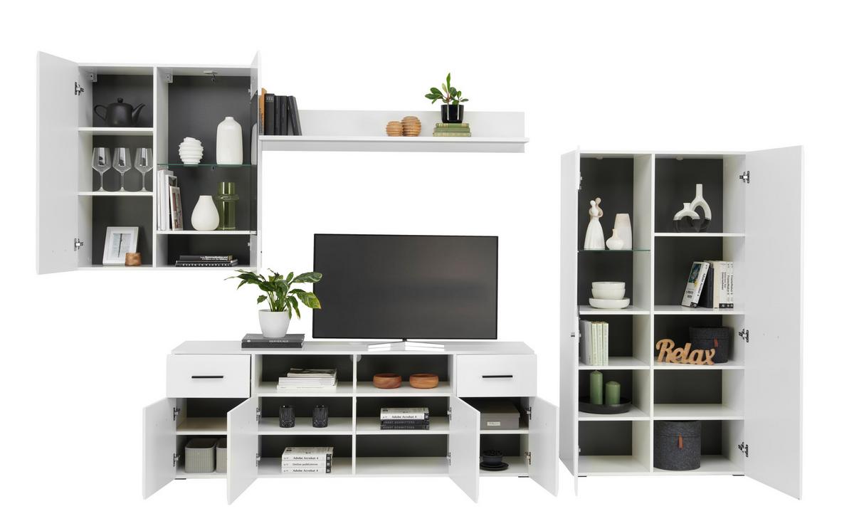 Tv-element Avanti Weiß/anthrazit B: 180cm - Anthrazit/Weiß, MODERN, Holzwerkstoff (180/63,7/41,6cm) - Hom`in