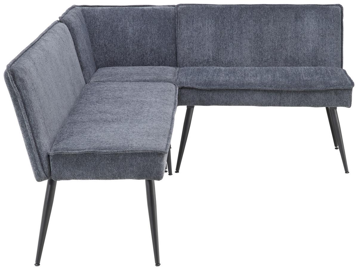 Eckbank Grau Leinenoptik Polyester Aleks 195x157 cm - Schwarz/Grau, LIFESTYLE, Textil/Metall (195/157cm) - MID.YOU