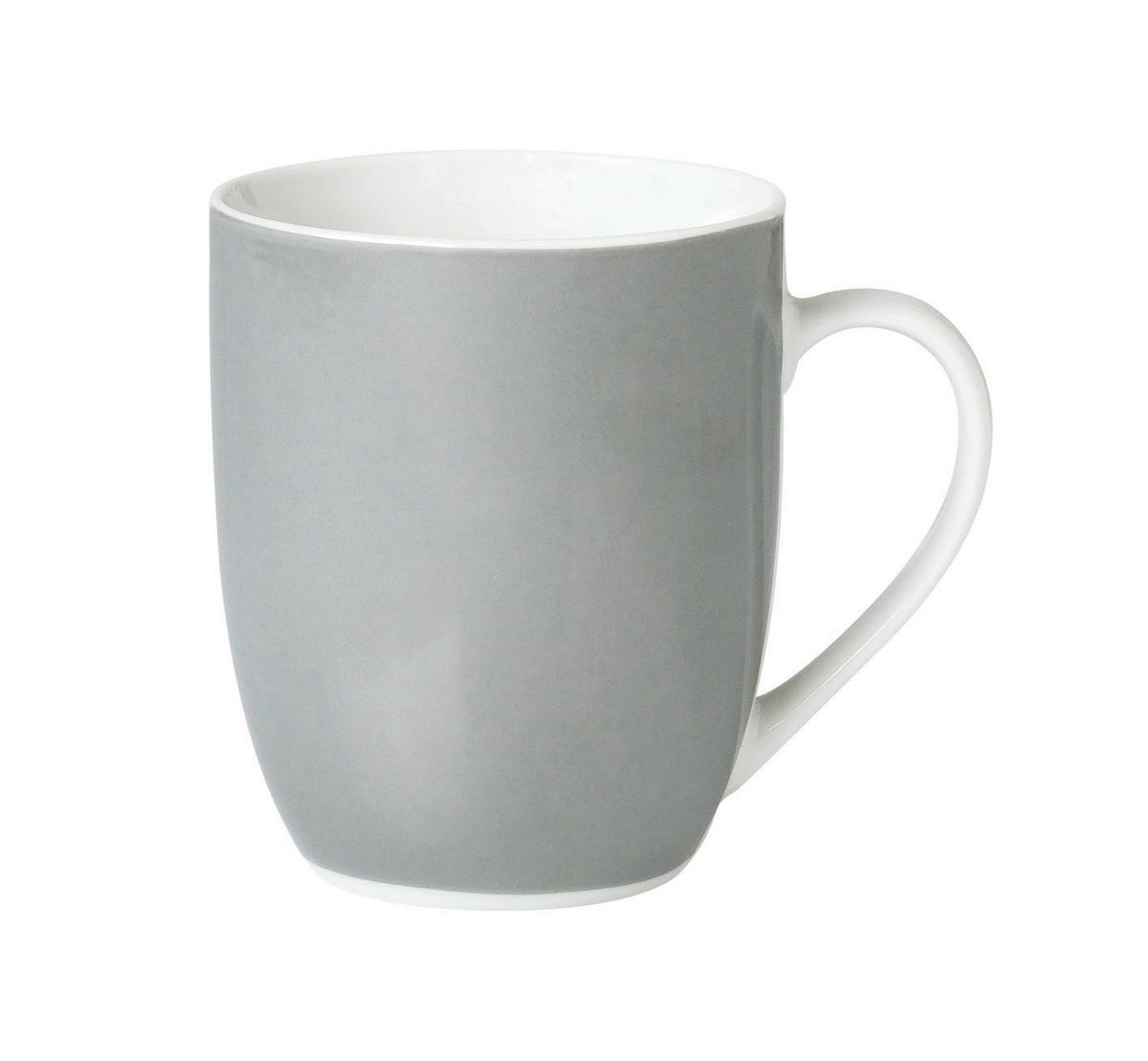 Kaffeebecherset Grau Weiß 6-Teilig B: 11 Cm - Weiß/Grau, Basics, Keramik (11/10/8cm) - Van Well
