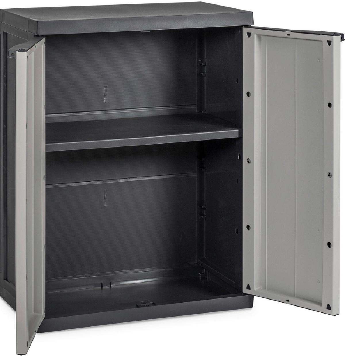 Geräteschrank Klein Hellgrau/Schwarz - Hellgrau/Schwarz, Basics, Kunststoff (65/85/37cm)