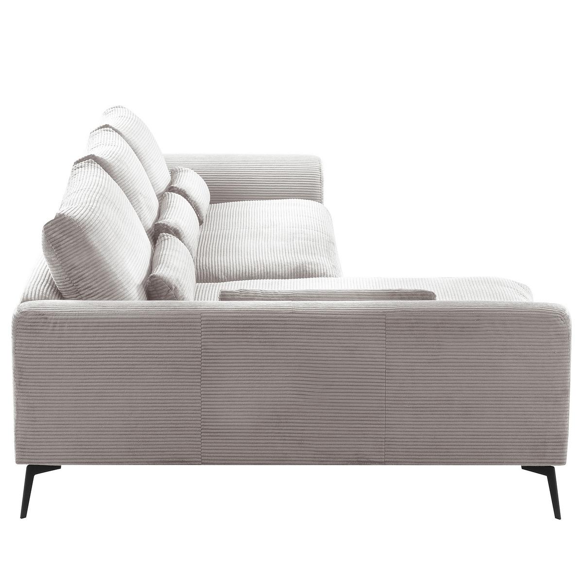 Ecksofa Berlin Cord Hellgrau 172x313 cm - Hellgrau/Schwarz, Design, Textil (172/313cm) - P & B