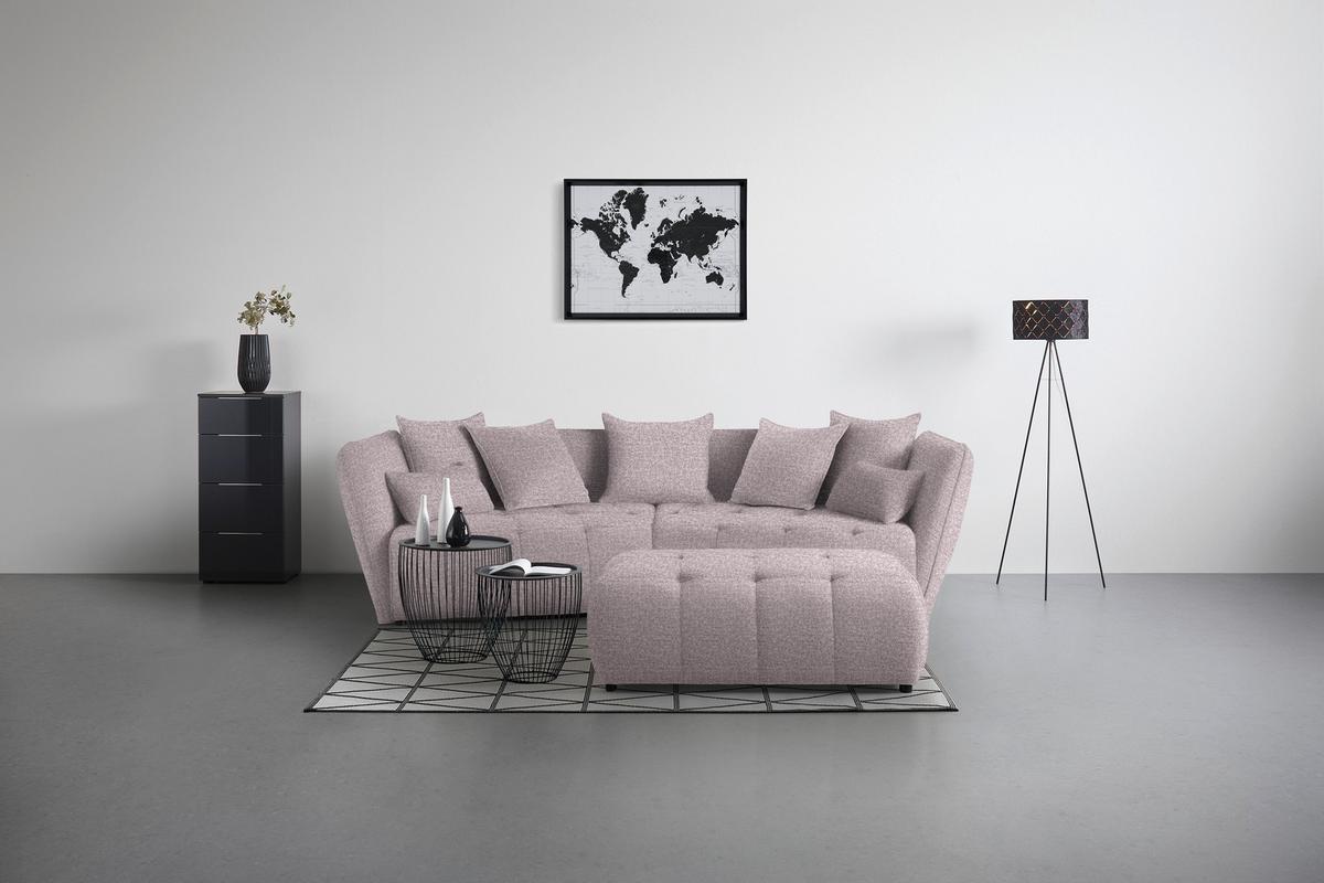 Taburet SOFI, šeříková - černá/šeříková, Moderní, textil (128/48/70cm) - Premium Living
