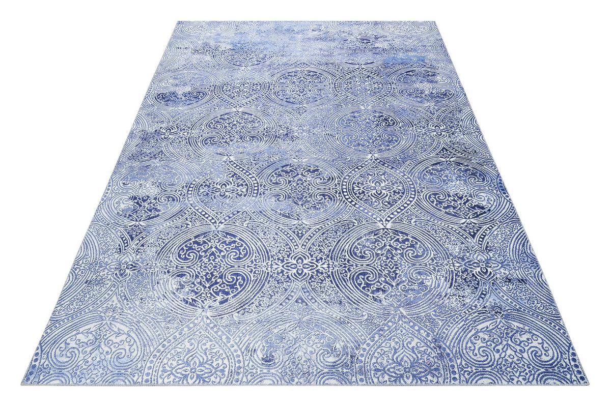 Webteppich Grace Blau/silberfarben 190x290 Cm - Blau/Silberfarben, Design, Textil (190/290cm) - WECON HOME