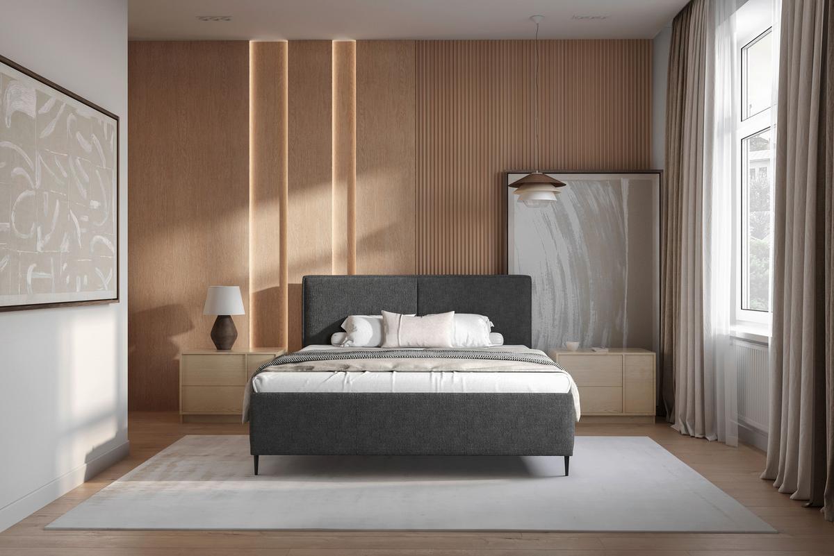 Polsterbett Hatton - Anthrazit/Schwarz, MODERN, Holz/Holzwerkstoff (140/200cm) - MID.YOU