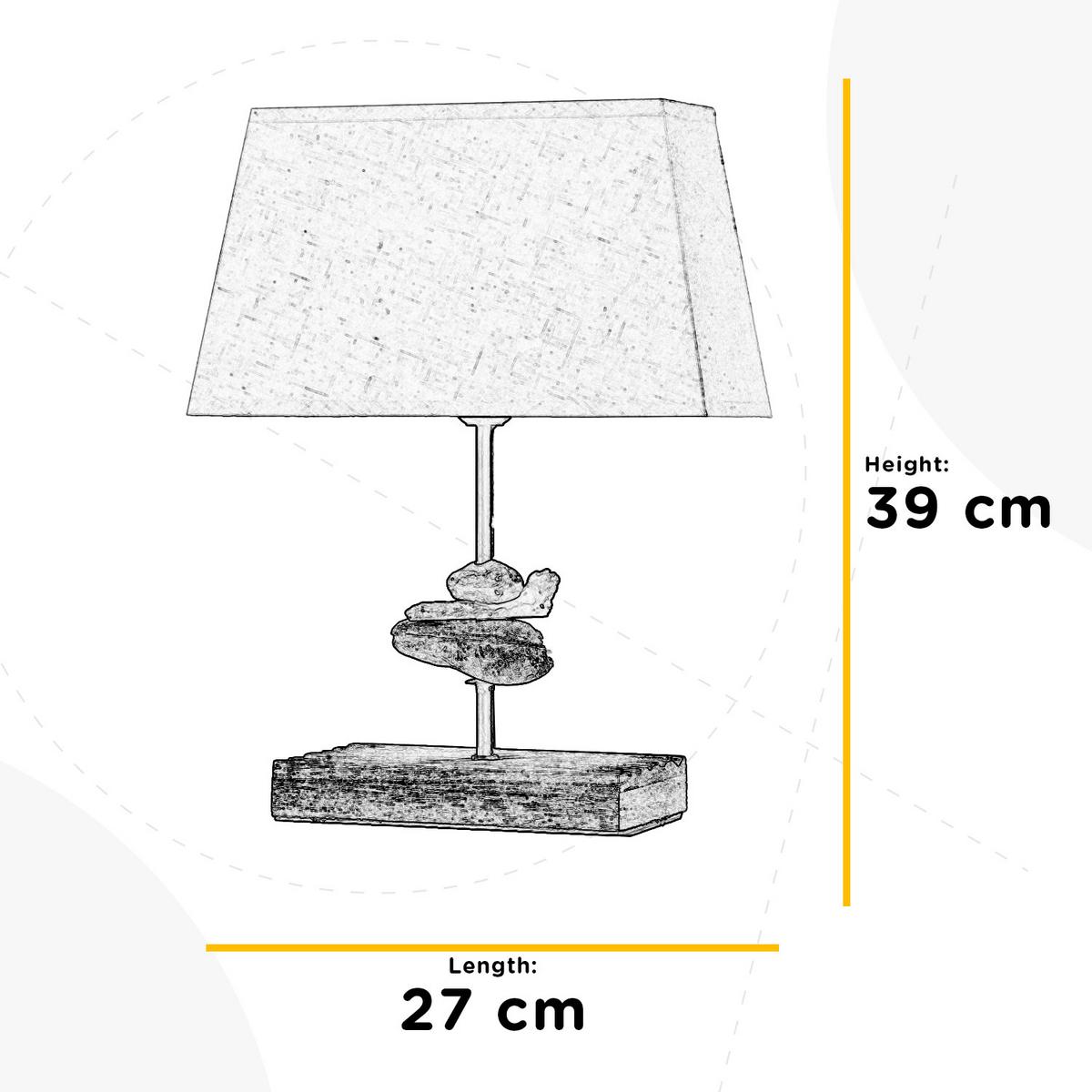 Tischleuchte 4848/l - Schwarz, Natur, Textil/Stein (27/10/39cm)