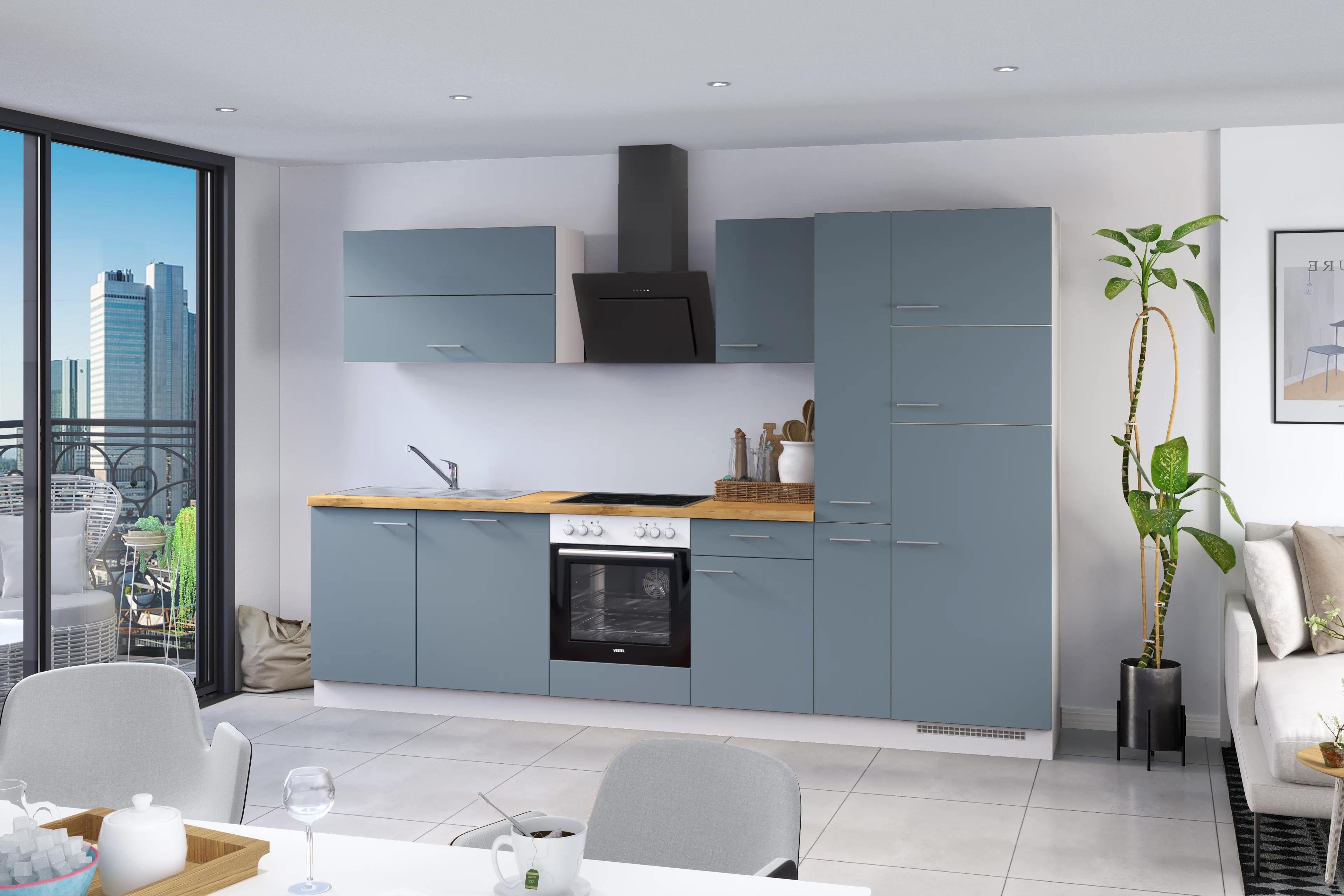 Küchenblock Ip1200 - Blau/Eichefarben, Basics, Holzwerkstoff (310cm) - Impuls