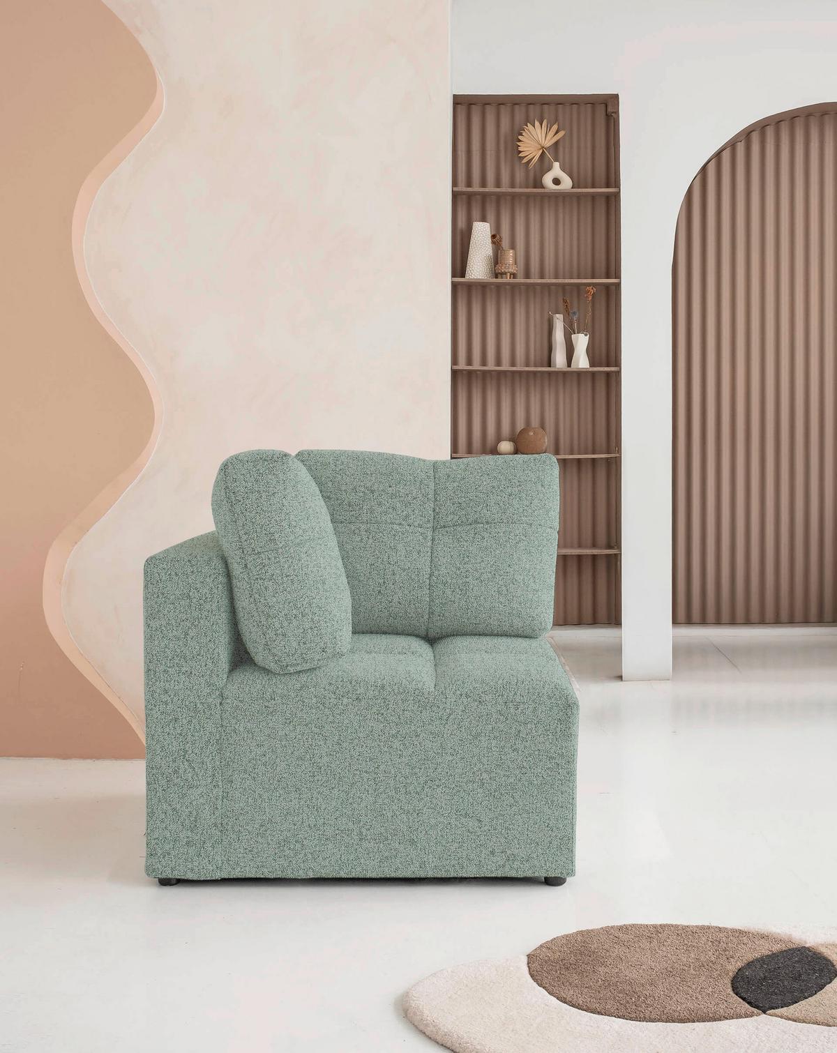 Sofaelement Lulu Türkis B: 91cm - Türkis/Schwarz, Design, Textil (91/94/91cm) - MID.YOU