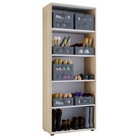 Schuhschrank Vandol Sonoma Eiche Dekor B: 71 cm - Schwarz/Sonoma Eiche, Design, Holzwerkstoff (71/180/37cm) - MID.YOU