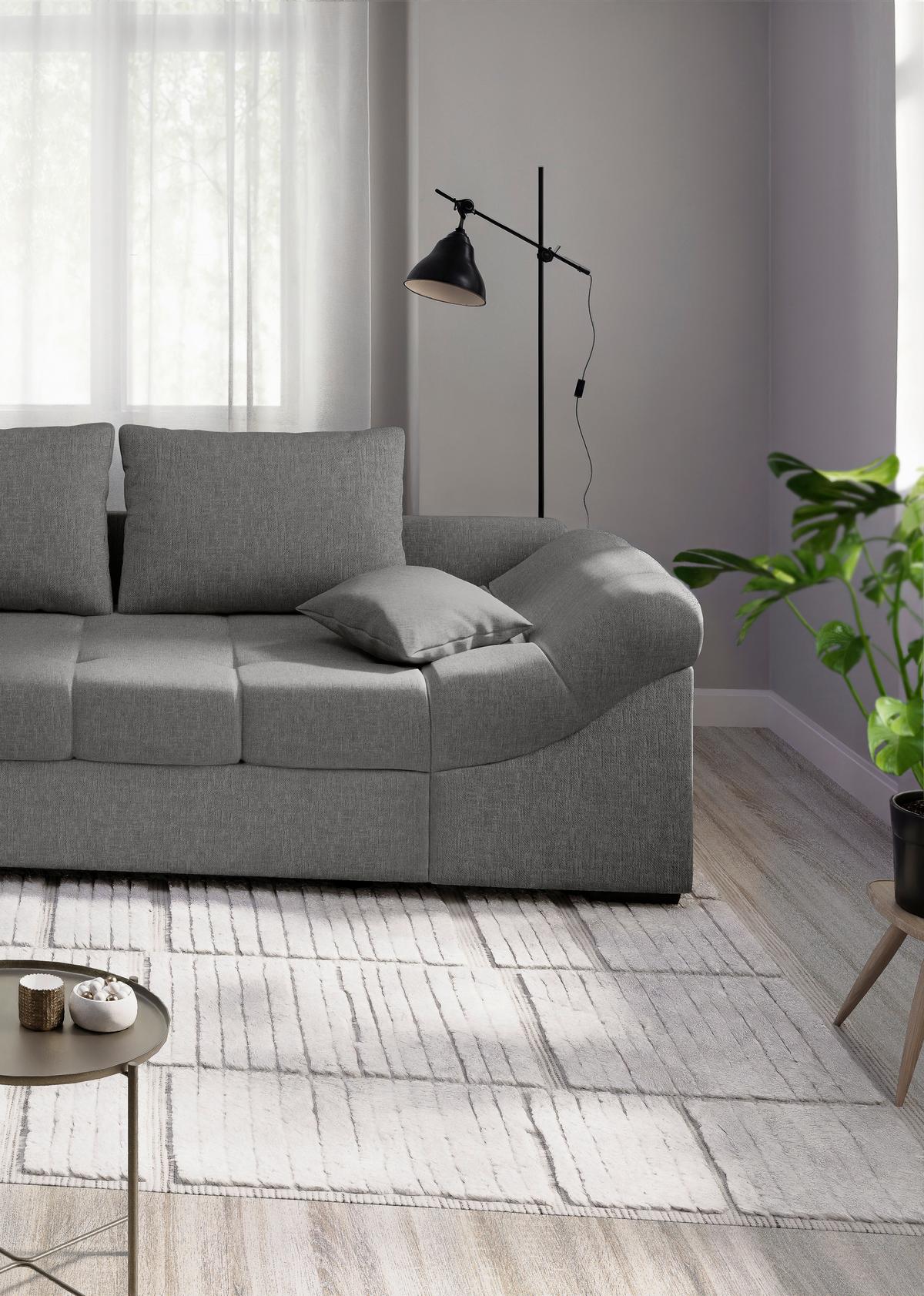 Eckschlafsofa Alvito Graubraun S: 202x298 Cm - Graubraun/Schwarz, MODERN, Textil (202/298cm) - MID.YOU