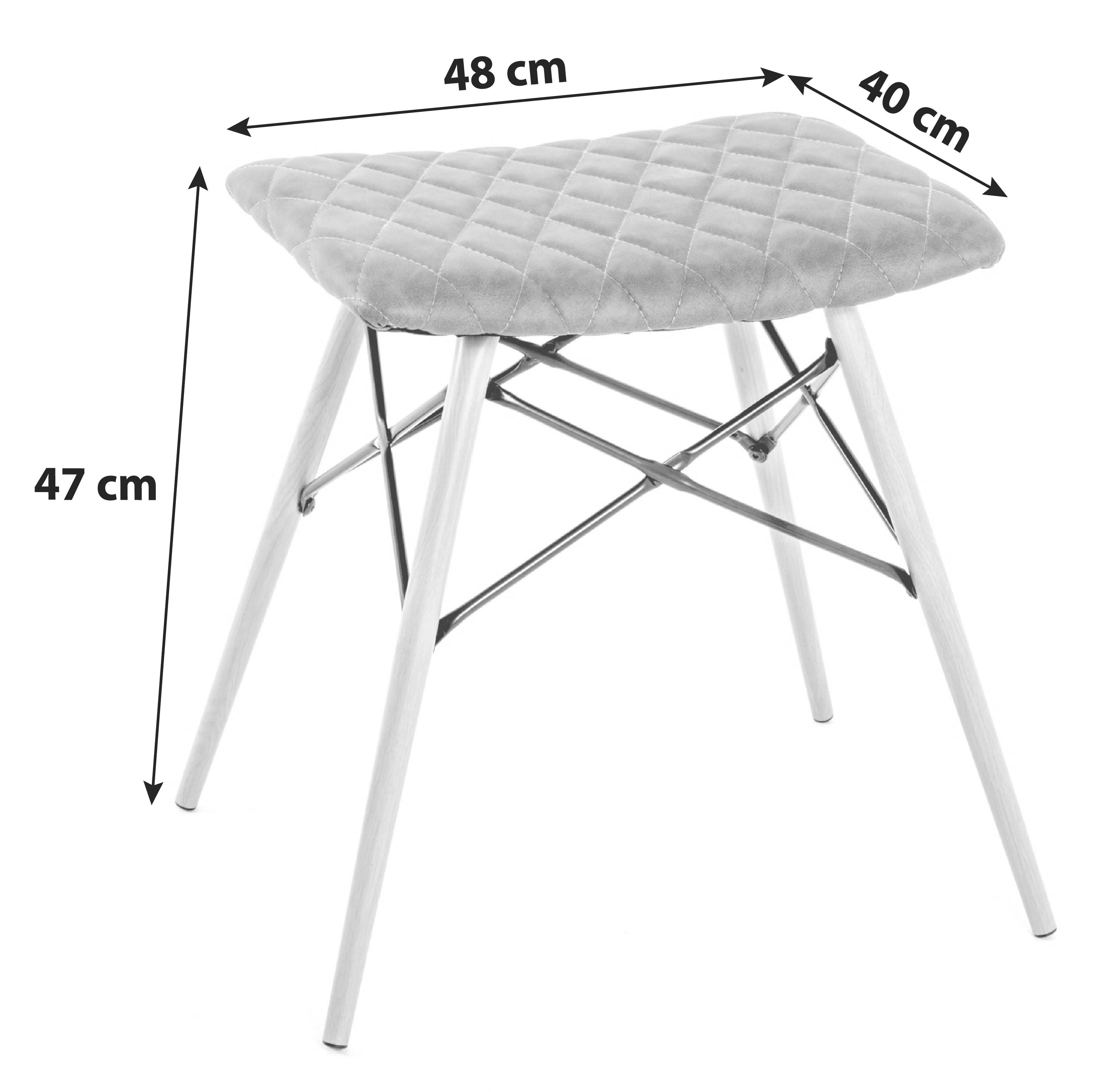 Hocker Stool Braun/Schwarz/ Buche Sitz Gepolstert H: 47 cm - Buchefarben/Schwarz, Basics, Textil/Metall (48/47/40cm)