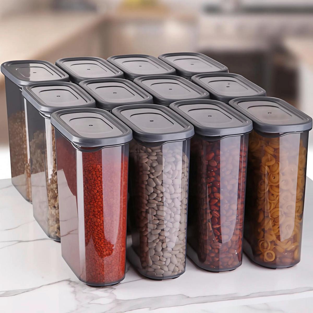 Vorratsdosenset 12-Teilig Je 2l, Kunststoff Anthrazit - Anthrazit, Basics, Kunststoff (17/21/8cm) - P & B