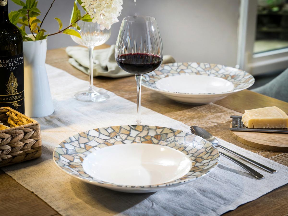 Pastateller Siena Porzellan, Weiß/Beige, 4 Stück - Beige/Weiß, Basics, Keramik - Creatable