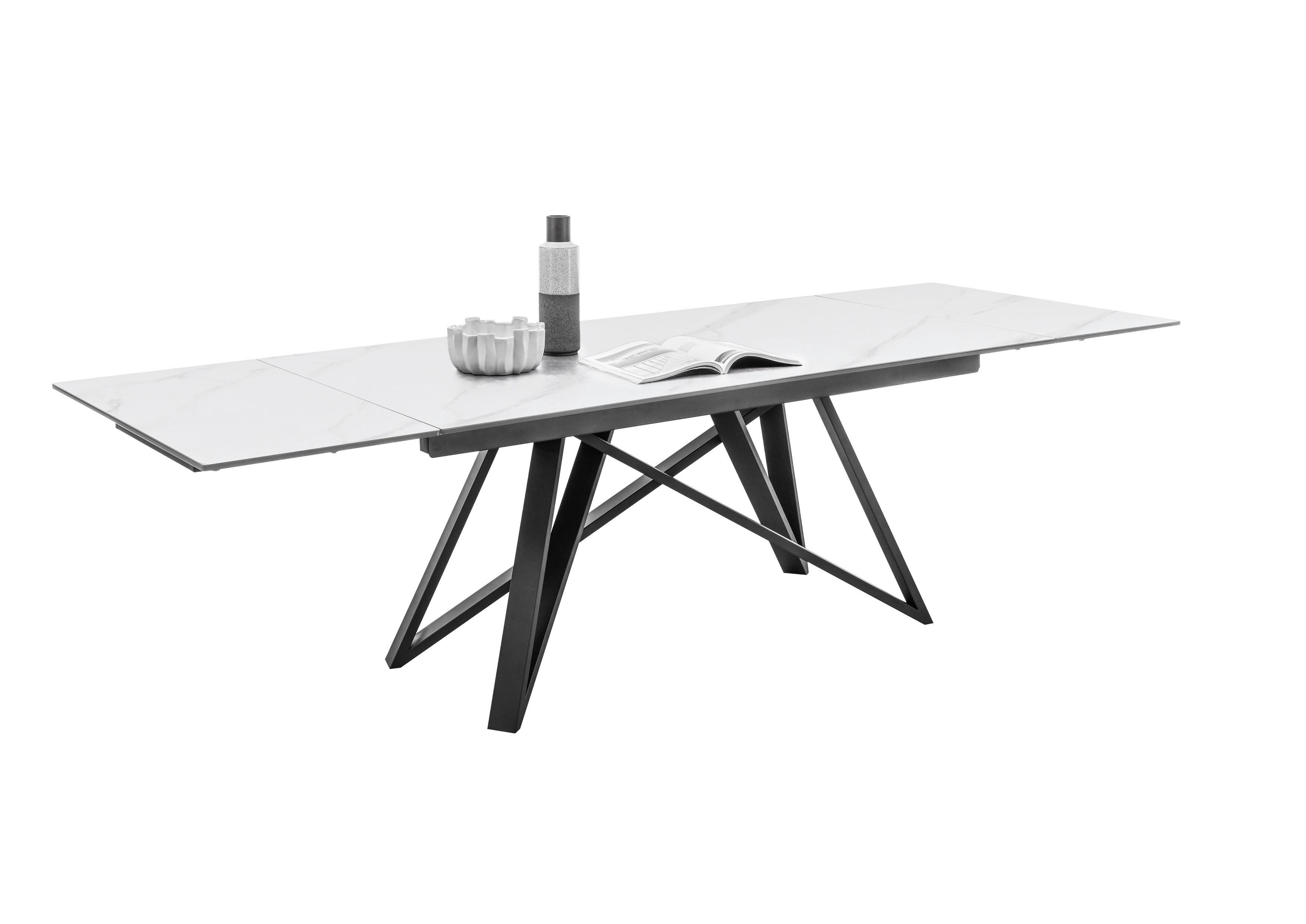 Esstisch Charly ausziehbar 180-280x75x95 cm Schwarz/Weiß - Schwarz/Weiß, MODERN, Keramik/Metall (180-280/75/95cm) - MID.YOU