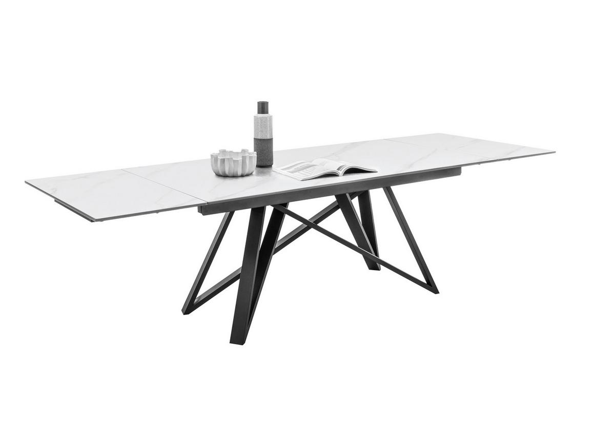 Esstisch Charly Ausziehbar 180-280x75x95 Cm Schwarz/weiß - Schwarz/Weiß, MODERN, Keramik/Metall (180-280/75/95cm) - MID.YOU