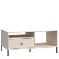 KONFERENČNÍ STOLEK SALVATRICE - barvy zlata/pískové barvy, Moderní, kov/kompozitní dřevo (110/48/60cm)