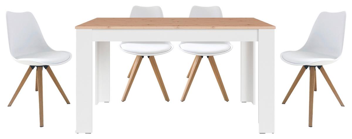 Tischgruppe Kira - Eichefarben/Weiß, MODERN, Holzwerkstoff/Textil - MID.YOU