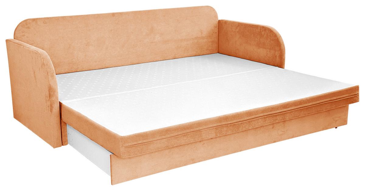 Schlafsofa Mit Bettkasten Milan Aprikose B: 203 Cm - Aprikose/Schwarz, Design, Textil (203/77/86cm) - MID.YOU