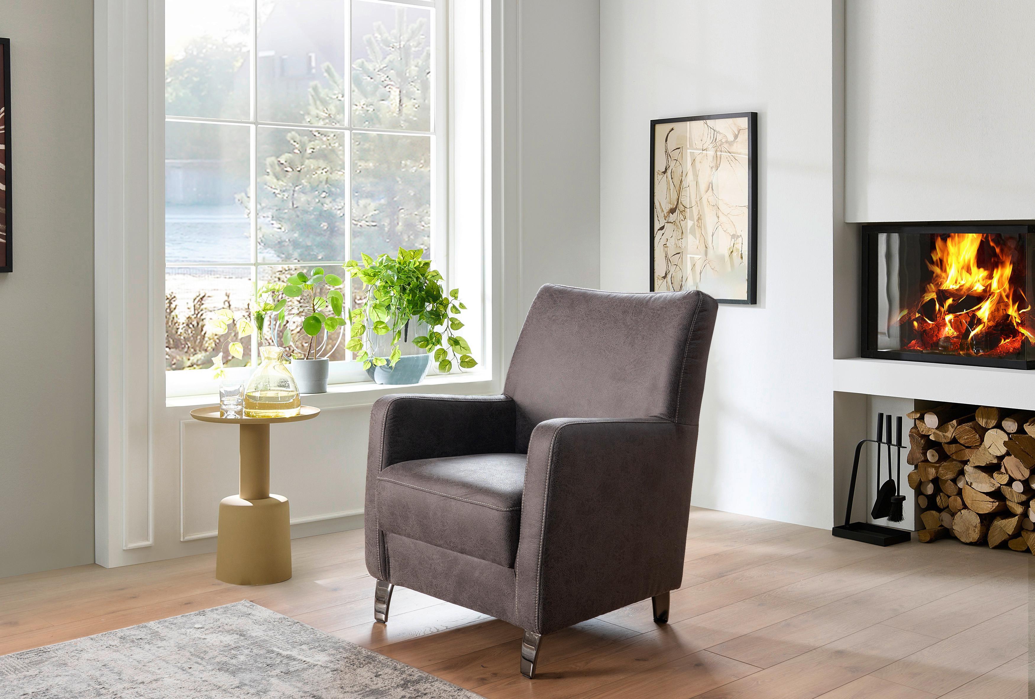 Sessel Bosse Anthrazit B: 74 cm - Beige/Anthrazit, KONVENTIONELL, Textil (74/95/81cm) - James Wood